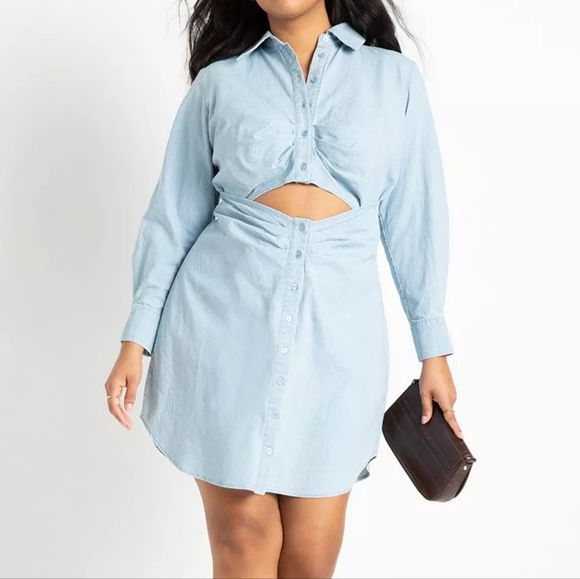 Eloquii Pants - 🚨LAST CHANCE 🚨 Cut Out Denim Dress